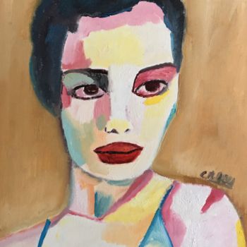 Painting titled ""Lizbeth" ...." by Claire Marie Gay, Original Artwork, Oil Mounted on Wood Panel