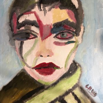 Painting titled ""Douleur"" by Claire Marie Gay, Original Artwork, Oil Mounted on Wood Panel