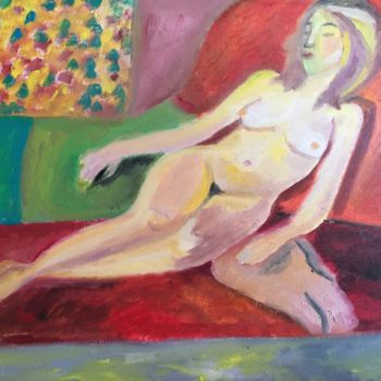 Peinture intitulée ""Madone dénudée"" par Claire Marie Gay, Œuvre d'art originale, Huile Monté sur Panneau de bois