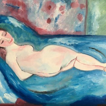Peinture intitulée ""Mademoiselle rêve"" par Claire Marie Gay, Œuvre d'art originale, Huile Monté sur Panneau de bois