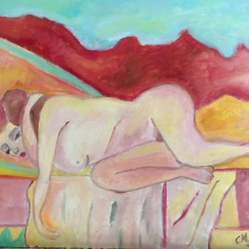 Pittura intitolato ""Tendre sommeil"" da Claire Marie Gay, Opera d'arte originale, Olio Montato su Pannello di legno