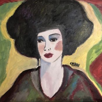 Peinture intitulée ""Geisha"" par Claire Marie Gay, Œuvre d'art originale, Huile Monté sur Panneau de bois