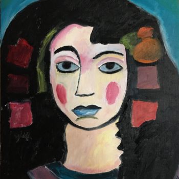 제목이 ""La Gitane""인 미술작품 Claire Marie Gay로, 원작, 기름 목재 패널에 장착됨