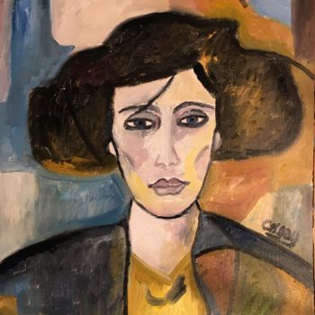 Ζωγραφική με τίτλο ""Maud Abrantès"" από Claire Marie Gay, Αυθεντικά έργα τέχνης, Λάδι Τοποθετήθηκε στο Ξύλινο πάνελ