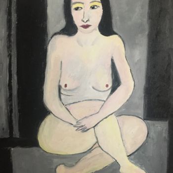 Painting titled ""Micha, le modèle"" by Claire Marie Gay, Original Artwork, Oil Mounted on Wood Panel