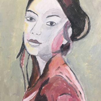 Painting titled ""Aiko"" by Claire Marie Gay, Original Artwork, Oil Mounted on Wood Panel