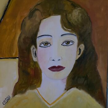 Painting titled ""Patricia, la brési…" by Claire Marie Gay, Original Artwork, Oil Mounted on Wood Panel