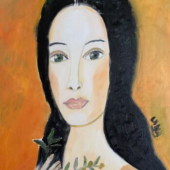 Painting titled ""Colombe de la paix"" by Claire Marie Gay, Original Artwork, Oil Mounted on Wood Panel