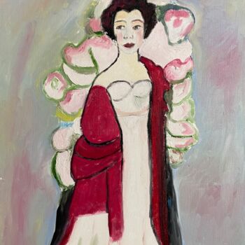 Painting titled ""Rouge Passion"" by Claire Marie Gay, Original Artwork, Oil Mounted on Wood Panel