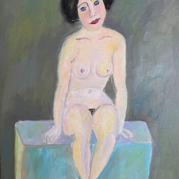Painting titled ""Henriette pose"" by Claire Marie Gay, Original Artwork, Oil Mounted on Wood Panel