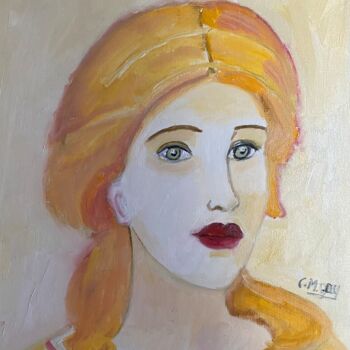 Painting titled ""Euterpe, déesse de…" by Claire Marie Gay, Original Artwork, Oil Mounted on Wood Panel