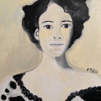 Painting titled ""Béatrice Hastings"" by Claire Marie Gay, Original Artwork, Oil Mounted on Wood Panel