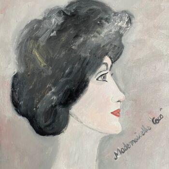 Peinture intitulée ""Mademoiselle Coco"" par Claire Marie Gay, Œuvre d'art originale, Huile Monté sur Panneau de bois