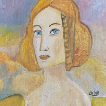 Peinture intitulée ""Femme intemporelle"" par Claire Marie Gay, Œuvre d'art originale, Huile Monté sur Panneau de bois