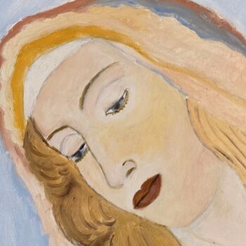 Peinture intitulée ""Vierge"" par Claire Marie Gay, Œuvre d'art originale, Huile Monté sur Panneau de bois