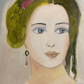 Painting titled ""Alejandra"" by Claire Marie Gay, Original Artwork, Oil Mounted on Wood Panel