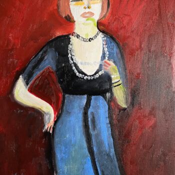 Painting titled ""Dolly"" by Claire Marie Gay, Original Artwork, Oil Mounted on Wood Panel