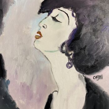 Painting titled ""La chanteuse"" by Claire Marie Gay, Original Artwork, Oil Mounted on Wood Panel