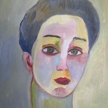 Painting titled ""Ma Gertrud"" by Claire Marie Gay, Original Artwork, Oil Mounted on Wood Panel