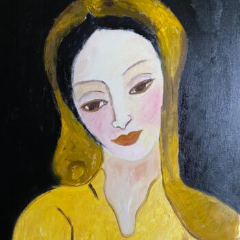 Картина под названием ""Madone dorée"" - Claire Marie Gay, Подлинное произведение искусства, Масло Установлен на Деревянная…
