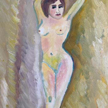 Peinture intitulée ""Lucie dans la lumi…" par Claire Marie Gay, Œuvre d'art originale, Huile Monté sur Panneau de bois