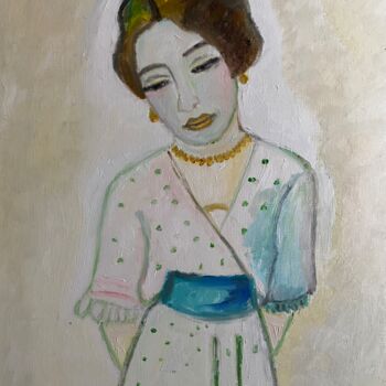 Painting titled ""Marthe Lebasque 2"" by Claire Marie Gay, Original Artwork, Oil Mounted on Wood Panel