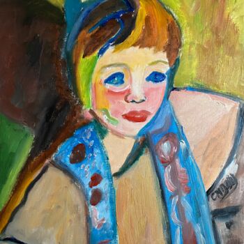 Painting titled ""Alice Neel"" by Claire Marie Gay, Original Artwork, Oil Mounted on Wood Panel