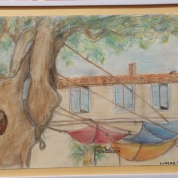 Drawing titled "La scourtinerie  de…" by Clayre Paris, Original Artwork, Pastel Mounted on Cardboard