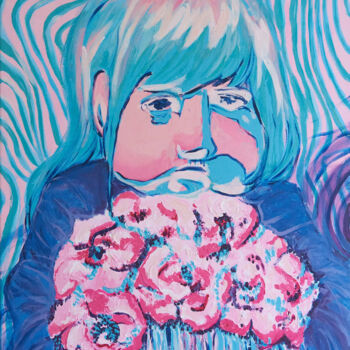 Pintura titulada "Fillette au bouquet" por Claire-Marie Belliard, Obra de arte original, Acrílico Montado en Bastidor de cam…