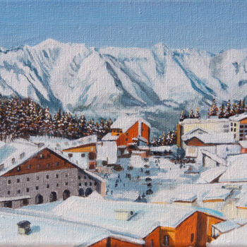 Painting titled "Valberg en hiver" by Claire Morand, Original Artwork, Acrylic