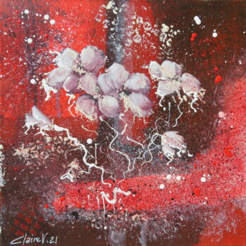 Painting titled "Cosmosflowers" by Claire Morand, Original Artwork, Acrylic
