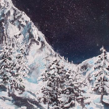 Malerei mit dem Titel "Freezing night" von Claire Morand, Original-Kunstwerk, Acryl Auf Keilrahmen aus Holz montiert