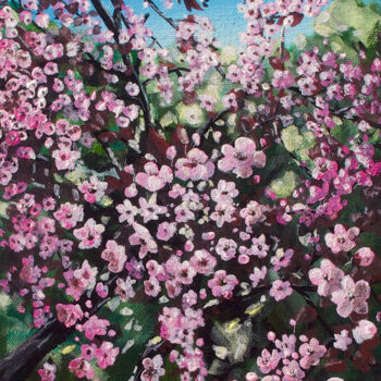 Peinture intitulée "Le prunus du jardin" par Claire Morand, Œuvre d'art originale, Acrylique
