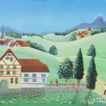 绘画 标题为“Village” 由Claire Morand, 原创艺术品, 丙烯