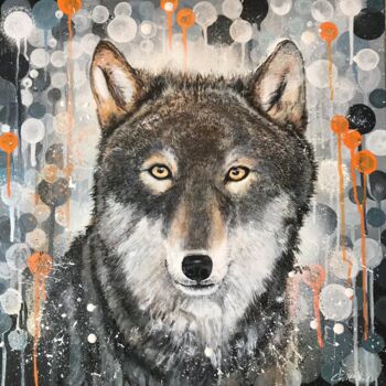 Pintura intitulada "Wolf" por Claire Morand, Obras de arte originais, Acrílico