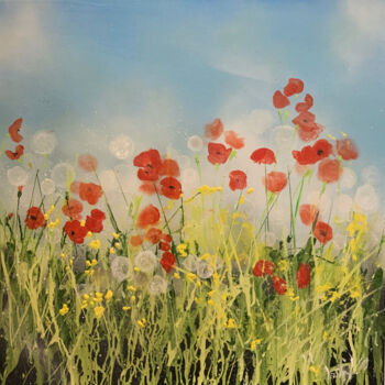 Painting titled "Poppy waltz 1" by Claire Morand, Original Artwork, Acrylic