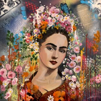Painting titled "Frida la jeune fill…" by Claire Morand, Original Artwork, Acrylic Mounted on Wood Stretcher frame