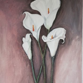 Painting titled "ARUM'" by Claire Reginaud, Original Artwork, Watercolor Mounted on Cardboard