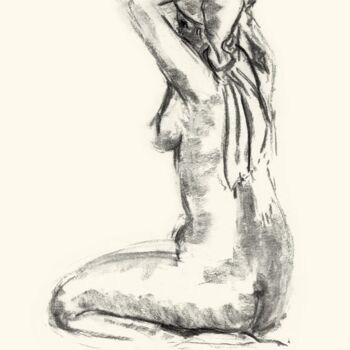 Drawing titled "femme 5" by Claire T, Original Artwork, Charcoal