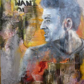 Картина под названием "WANT" - Claire Valentin, Подлинное произведение искусства, Акрил Установлен на Деревянная рама для но…