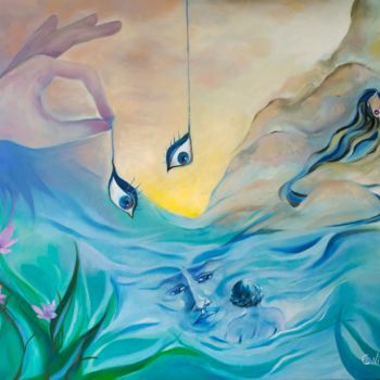 Peinture intitulée "Narcisse et Echo" par Claire Villemin, Œuvre d'art originale, Huile