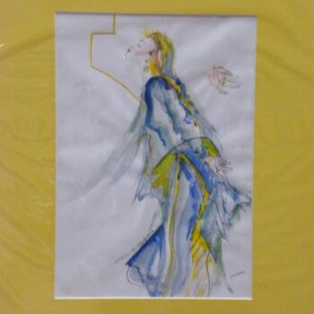 Pittura intitolato "Madonna mit Schleie…" da Claire, Opera d'arte originale, Acquarello Montato su Cartone