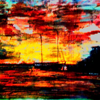 Peinture intitulée "Sonnenuntergang Fis…" par Claire, Œuvre d'art originale, Aquarelle