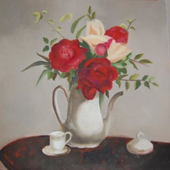 Peinture intitulée "BOUQUET DE ROSES ET…" par Claire Badia, Œuvre d'art originale