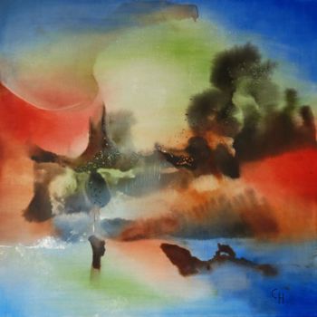Pintura intitulada "Terre à Feu" por Claire Hamant, Obras de arte originais, Óleo