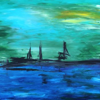 Painting titled "La mer" by Enafrialc Art, Original Artwork, Acrylic