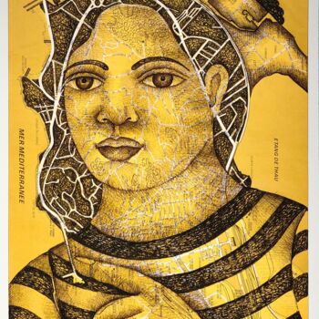Digital Arts με τίτλο "Sète portrait jaune" από Clara Castagné, Αυθεντικά έργα τέχνης, Ψηφιακή εκτύπωση