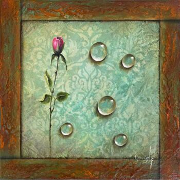 Painting titled "Points de Rosée" by Clara Grouazel, Original Artwork, Acrylic Mounted on Wood Stretcher frame