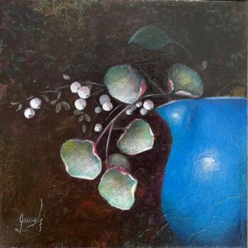 Peinture intitulée "Le pot bleu" par Clara Grouazel, Œuvre d'art originale, Acrylique Monté sur Châssis en bois