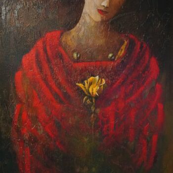 Painting titled "La Madone" by Clara Grouazel, Original Artwork, Acrylic Mounted on Wood Stretcher frame